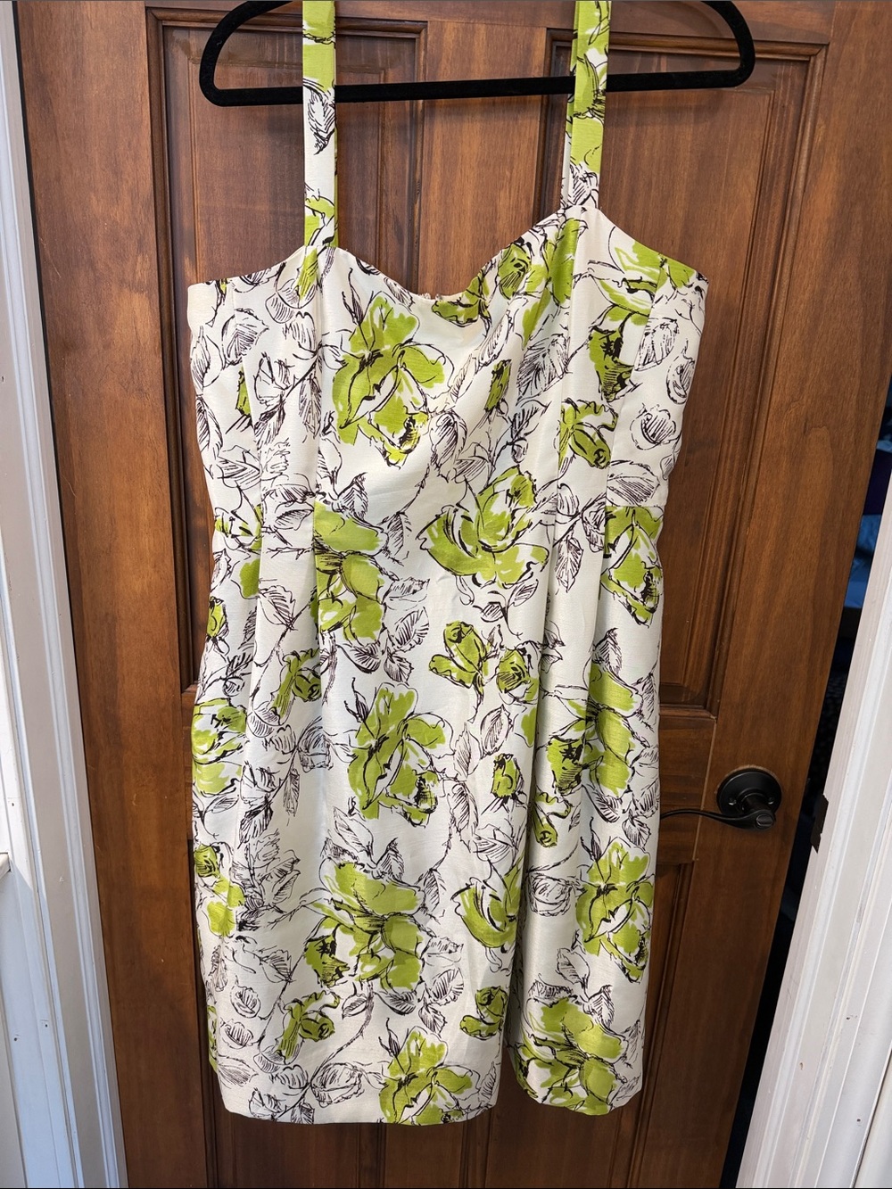 Jessica Howard Strapless Floral Dress in Lime Green and White